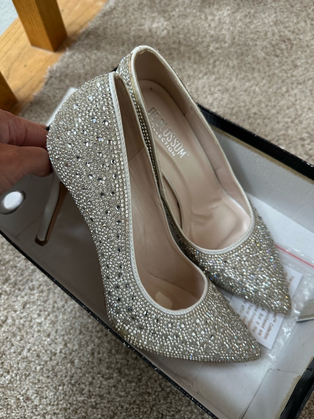 De Blossom Collection Champagne Rhinestone Pointed-Toe Stilettos